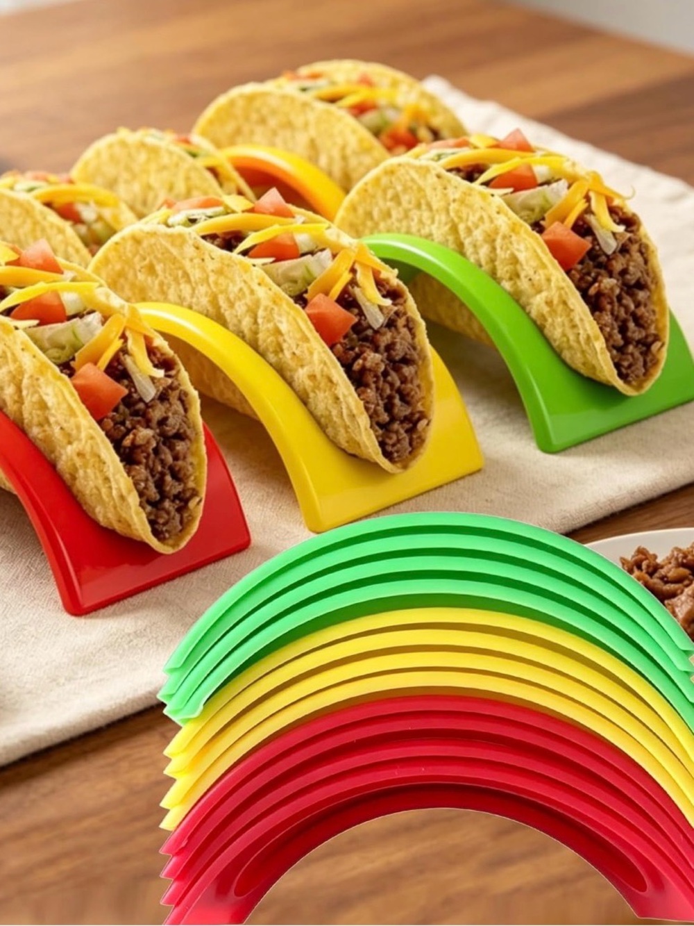 💞 New Set of 12 Colorful Plastic Taco Holders in Red, Yellow & Green